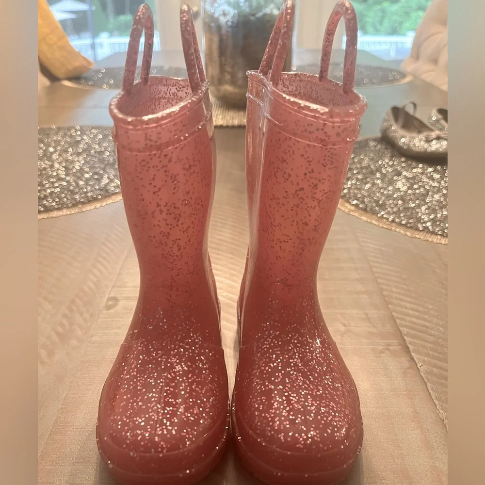 Sparkly Pink Toddler Rain Boots-Toddler 7